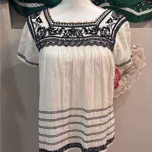 THML Black and White Embroidered Blouse